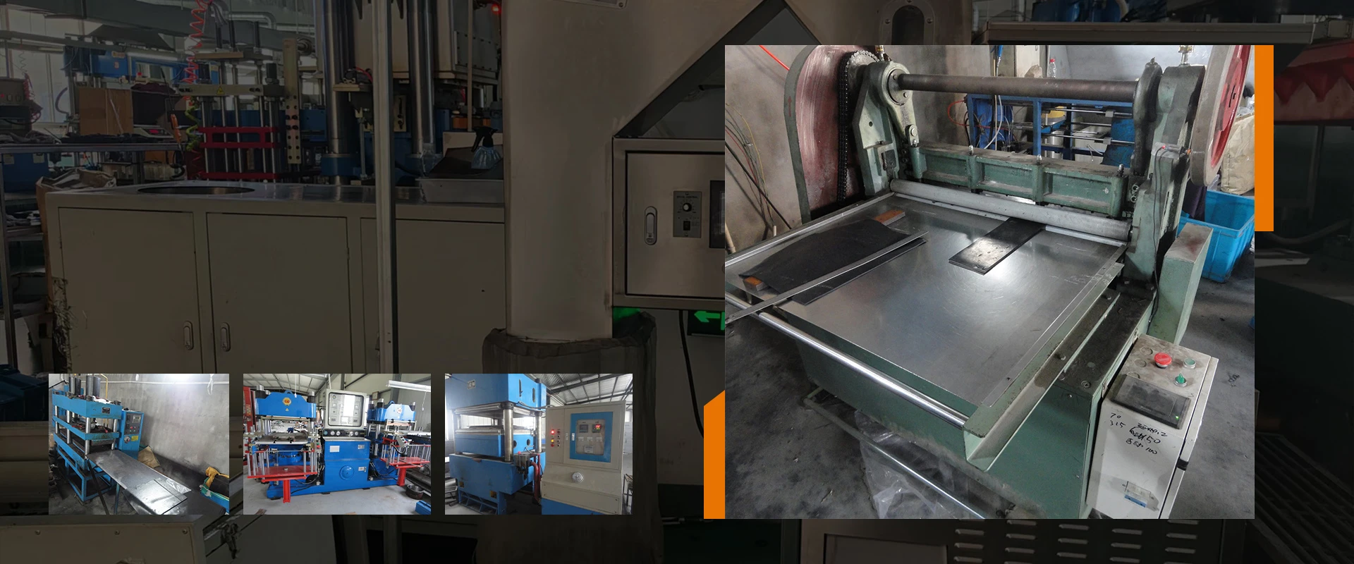Rubber products factory – compression molding presses and die cutting machines